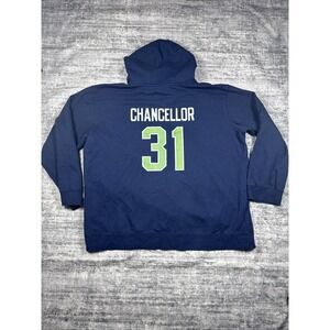 Seattle Seahawks Kam Chancellor Fanatics Hoodie Proline NFL Navy Blue Hoodie 4XL